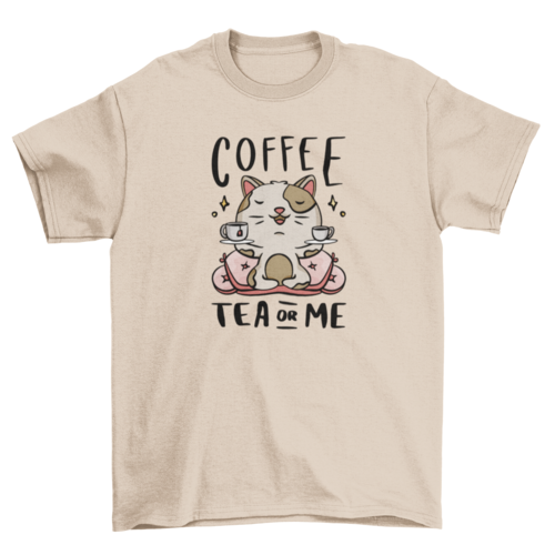 Cute coffee tea cat t-shirt